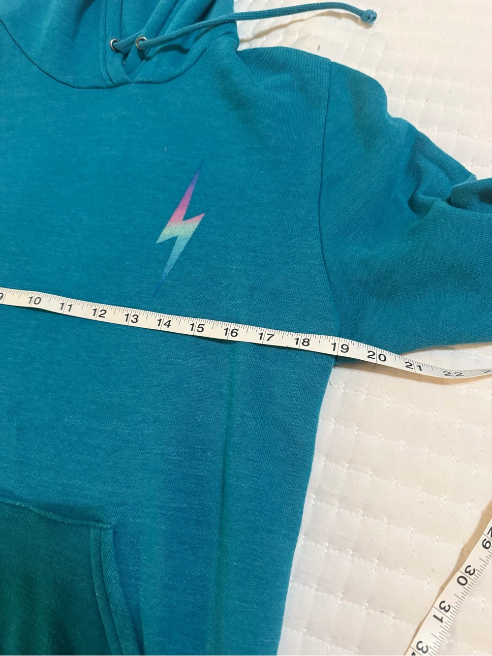 Teal Blue Aviator Nation Bolt Stitch Hoodie - Picture 6 of 7